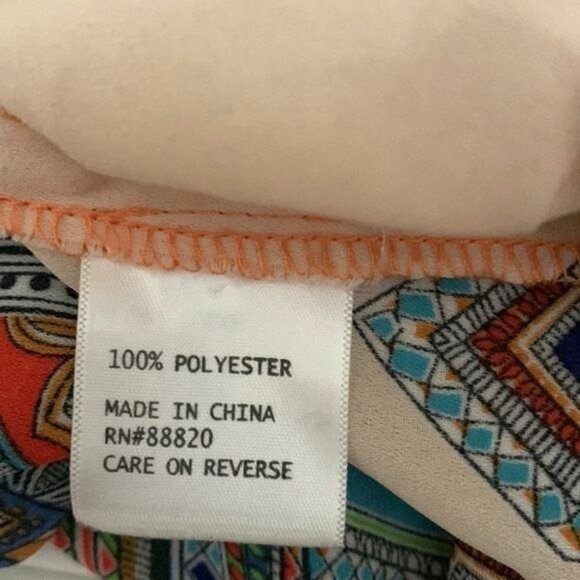 Cynthia Rowley Womens 2X Sleeveless Boho Print Top With Tie Neck & Vibrant Multi - Picture 3 of 9